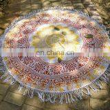 Indian Latest 72" Round Tapestry Ombre Mandala Design Beach Towel Wall Hanging Yellow