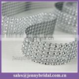 WR004A wedding table cloth decoration, silver mesh wrap, mesh rhinestone ribbon wrap