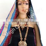 Wholesale wedding Wear Shiny Crystal Rhinestone jewelry-Indian Kundan Full Bridal Jewelry Set-Indian Ethnic Jewelry set