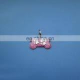 Glitter Pink Color Bone Shape Silver Plating Metal Pet Tag for Puppy thumbnail-1