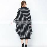 TWOTWINSTYLE Striped Hit Color Dress Women O Neck Long Sleeve Oversize Loose Midi thumbnail-4