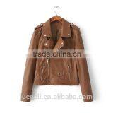 Jacket OEM 2015 Fashion Zippered Faux Leather Moto Jacket thumbnail-2