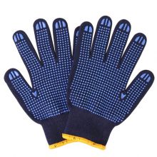 7G Dark Blue Color Anti Slip Cheap Knitted Double Side PVC Dotted Cotton Glove