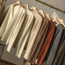 Early Autumn New Cartoon V-Neck Sweater Cardigan Women's Loose Thick Wool Knitted Coat thumbnail-4