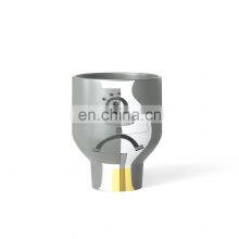 Modern Abstract Mosaic Grey Decal White Porcelain Cyber Style Flower Vase Ceramic Home Table Decor thumbnail-3