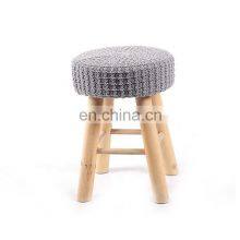 Wholesale 2019 Hot Sale New Design Grey Fur Wood Leg Crochet Bar Leisure Modern Stool Chair For Rest thumbnail-2