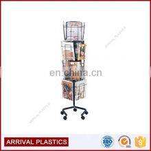 Mobile Display Dual-wheel Wheels Wire Brochure Display Rack thumbnail-2