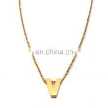 Gold Plated 18K Gold Plated Filled Pendant Charm A-Z Stainless Steel Letter Alphabet Initial Necklace thumbnail-3