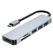 Aluminum 6 In 1 USB Hub HDMI*1+USB3 .0*1+USB 2.0*2+micro SD*1+SD*1 thumbnail-3