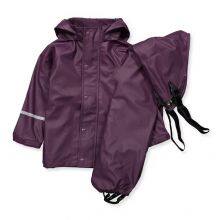 Custom Wholesale Outdoor Waterproof Jacket Bib Overall Yellow PU Raincoat Rain Suit for Kids & Toddler thumbnail-3