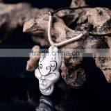 Men's Skull Head Porcelain Glazed Pendant Necklace thumbnail-1