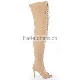 Fancy Hand Made Shoes Boots Ladies Summer Peep Toe Long Boots Lace Up Thigh High Boots for Women thumbnail-5