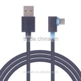 High speed 90 degree micro usb charging cable 90 Degree right/left Angle USB Cable