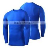Poly / Lycra All Plain Long Sleeve Round Neck Royal Blue Compression Shirt