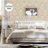 Customizable Embossed Pvc Coated Wallpaper, Beige Retro Damask Wall Decor for Administration , Unusual Wall Decal Ideas