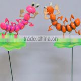 4 Inch Plastic Caterpillar on Lotus Garden Ornaments, Garden Sticks