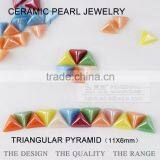 Ceramics Pearl 11*6mm Triangular Pyramid Flat Back Ceramic Rhinestone Factory Direct on Sales thumbnail-5