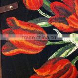 Artificial silk embroidery flower beach bag