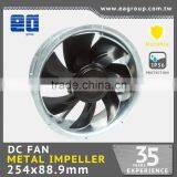 Taiwan UL CE TUV ROHS Certified IP55 High Airflow DC Cooling Fan DC Metal Impeller With DC Brushless Fan Motor in 254x88.9mm thumbnail-1