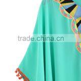 2016 Fashion Design Embroidery Lace Trimming Chiffon Casual Kaftan Top, Beach Kaftan SY1604 thumbnail-4
