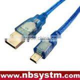 2.0 USB Cable A Male to Mini 5pin Cable Transparent