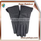 Black Ladies Cheap Lined pu Leather for Glove