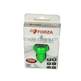 FORZA 5.0V/2.1A Dual USB Car Charger With Clamshell Packaging thumbnail-4