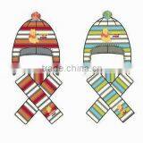 Knitted Acrylic Kids Winter Hat Scarf Set