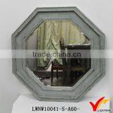 Vintage Octagon French Country Wooden Wall Mirror thumbnail-1
