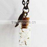 Mini Glass Bottles With Corks and Screw Eye Pins, Glass Jar Vial Charm Pendant With Chains Necklaces thumbnail-2