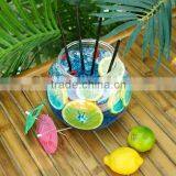 BPA free party Plastic fish bowl style Plastic cocktail fish bowl straw cup