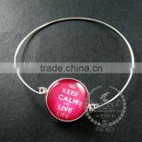 65mm Diameter One End Open Keep Calm Series 1 Candy Color Collage Art Cabochon Silver Wiring Fashion Bangle Bracelet 6420002 thumbnail-3