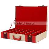 Chinese Factories Wholesale Custom High-grade PU Leather 6 Slot Wine Champagne Boxes, Red Gift Box