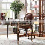 British Retro Design Furniture Wood Carved Office Table, Noble Hand Painted Writing Desk/Executive Chair/Bookcase thumbnail-1