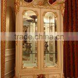Luxury French Rococo Style White Four Door Glass Display Cabinet/ Gorgeous Home Decorative Cupboard Showcase/ Classic Sideboard thumbnail-4