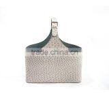 Silver Faux Leather Buckle Handle Magazine & Newspaper Baskets thumbnail-2