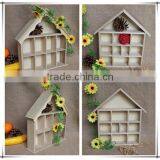 Home Decorative House Shaped Wooden Craft Compartment Shelf Boxes thumbnail-1