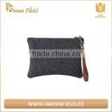 Wool Felt Bag Zipper Wristlet Charcoal Gray Felt Clutch Pouch thumbnail-1