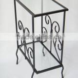 Living Room Scrolled Iron and Glass Magazine Table Sofa Side Table thumbnail-3