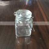 3.5oz mini glass jar with metal clip and glass lid