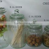 4size etched glass storage jar with glass lid