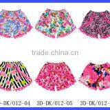 2016 New Arrival Cute Black White Strip Flowers Fabric With Hot Pink Pom Pom Pom Shorts For Girls thumbnail-6