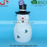 Painted Ceramic Snowman Candle Lantern, Decorative Hurricane Lantern thumbnail-5
