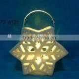 White Bisque Ceramic Christmas Tree Ornaments Wiht Led Light thumbnail-2