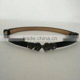 Wholesale Adjustable Flower Pattern Buckle Sex Women Lady Thin PU Waist Belt thumbnail-3