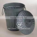Galvanized Steel Garbage Bin Antique Metal Garbage Bin thumbnail-2