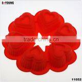 11052 Six Holes Heart Shaped Cake Mould Silicone Mould thumbnail-2