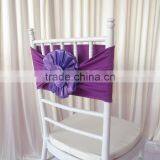 Free Shipping New Product: 100PCS 20cm*76cm Purple Spandex Band With Organza Big Flower For Chivari Chair Use thumbnail-1