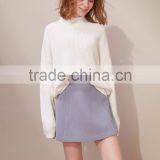 2016 Customized Manufacture Fashionable Wholesale Women's Plain Color High-waist Woolen A-line Ladies Skirt thumbnail-2