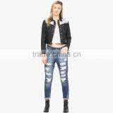 Denim Black Jacket for Women Wit a Little Lace OEM Services thumbnail-2